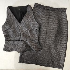 Banana Republic Black Silver Tweed Peplum Top Size 4